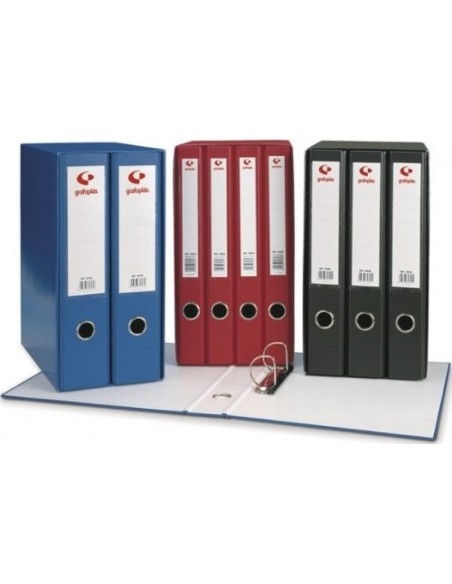 Modulo 2 archivadores fº 2 anillas palanca 65mm carton forrado en pp grafcolor azul